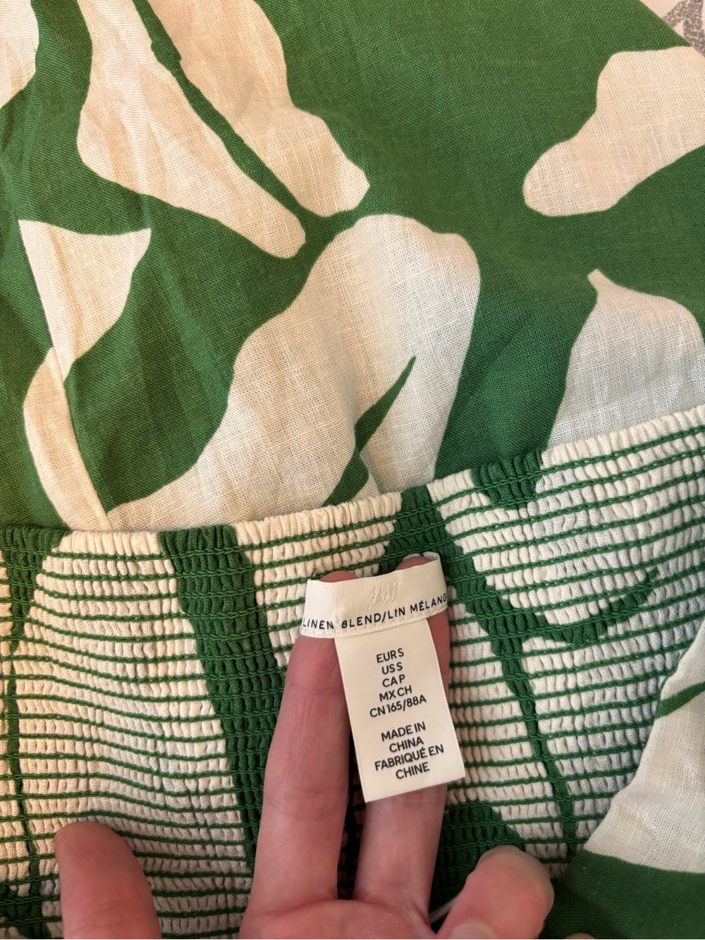 H&M Linen Blend Strappy Tropical Floral Linen Blend Dress - Picture 4 of 6